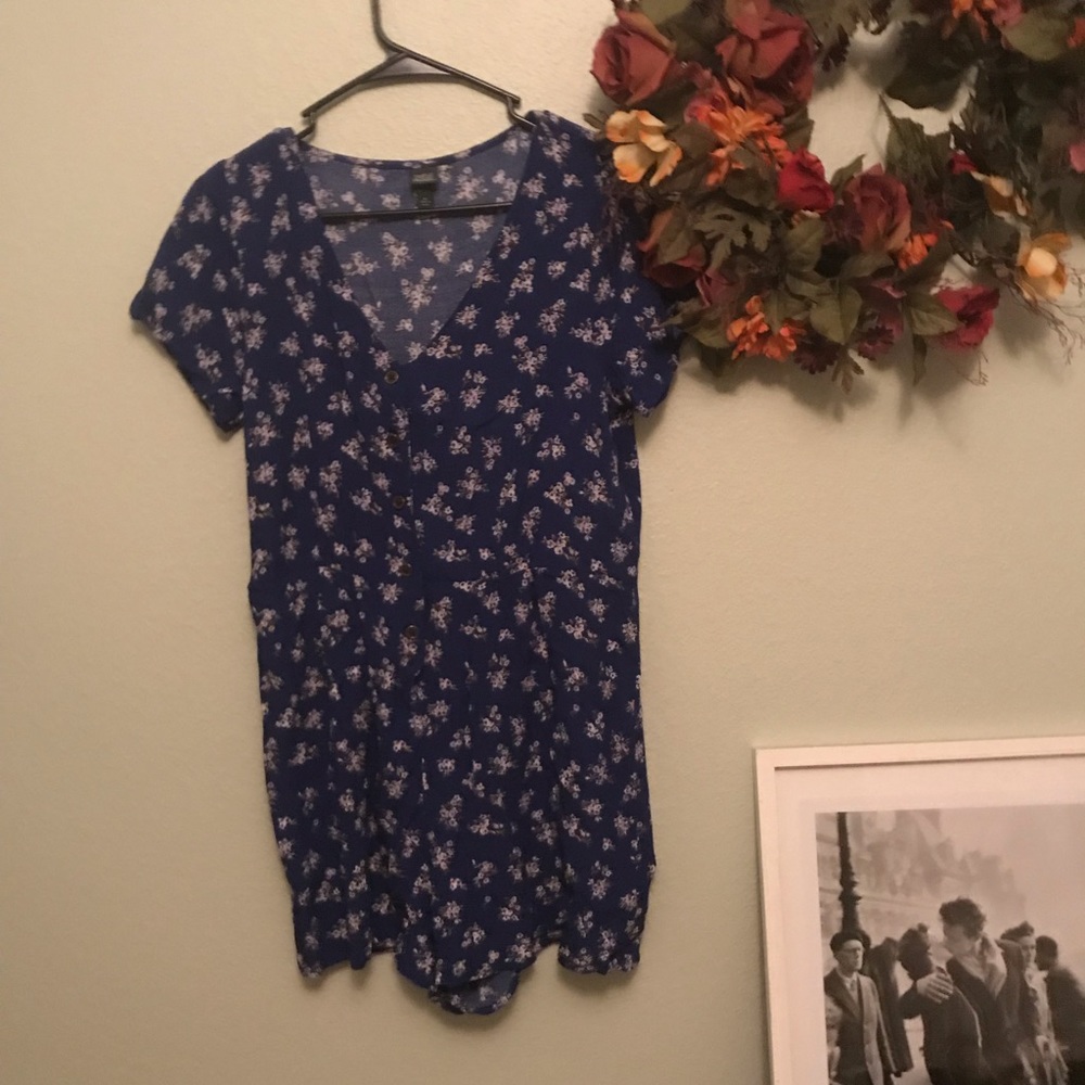 Blue floral button romper